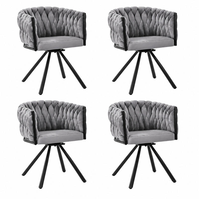 ESSZIMMERSTUHL 4er-Set drehbar Samt Gray - Grau, Metall (54/72/59.1cm) - Meubliv
