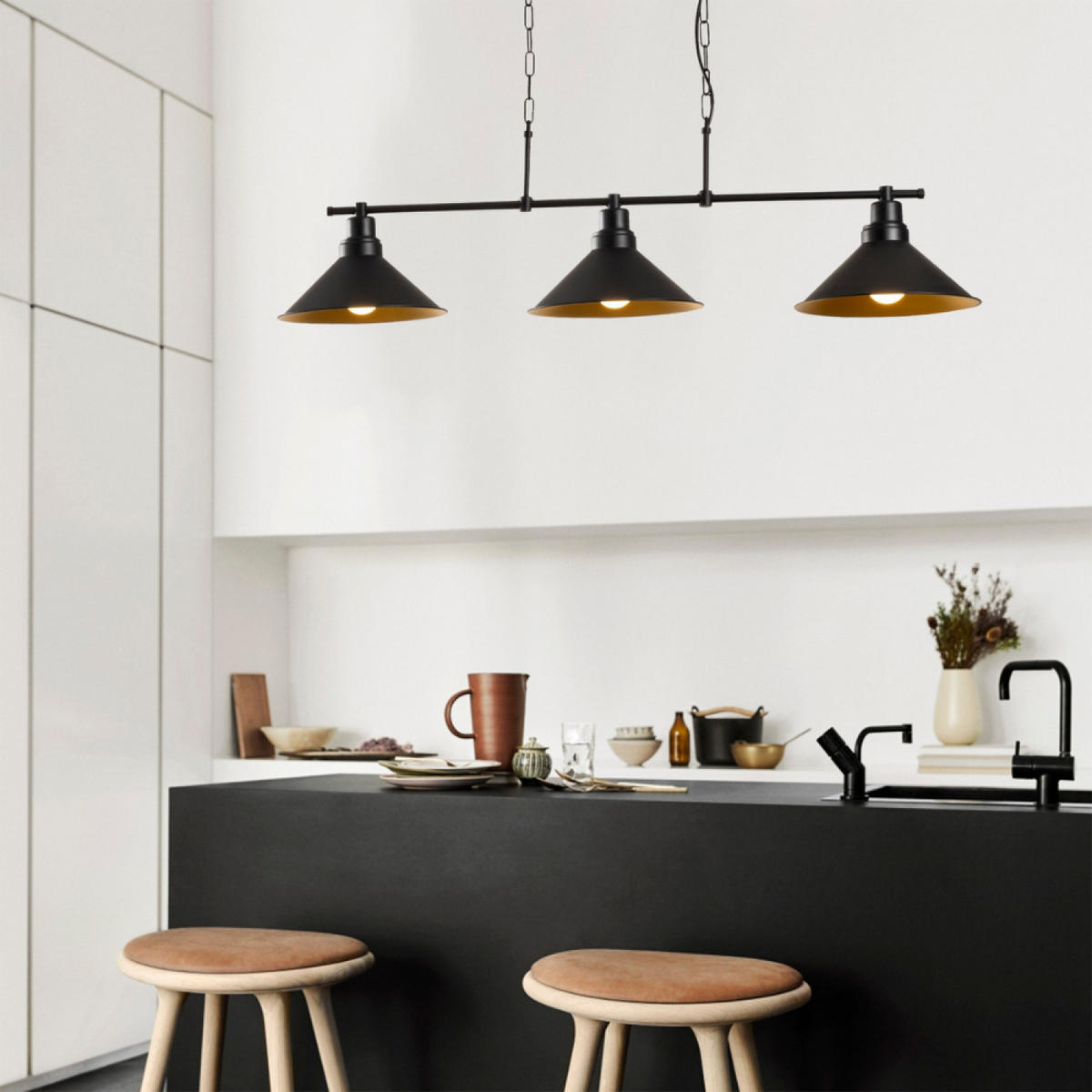 HÄNGELEUCHTE Erika Schwarz 40W - Schwarz, Metall (108/24/55cm) - Concept Usine