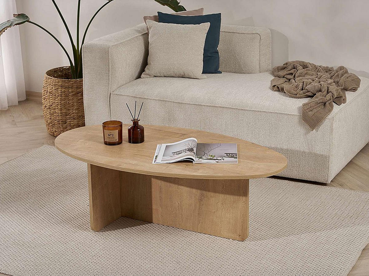 COUCHTISCH - 120 cm x 65 cm - Holz, Platte - Naturfarben Hell ISENORA - Naturfarben, Holz (65/120/40cm) - Vente-Unique