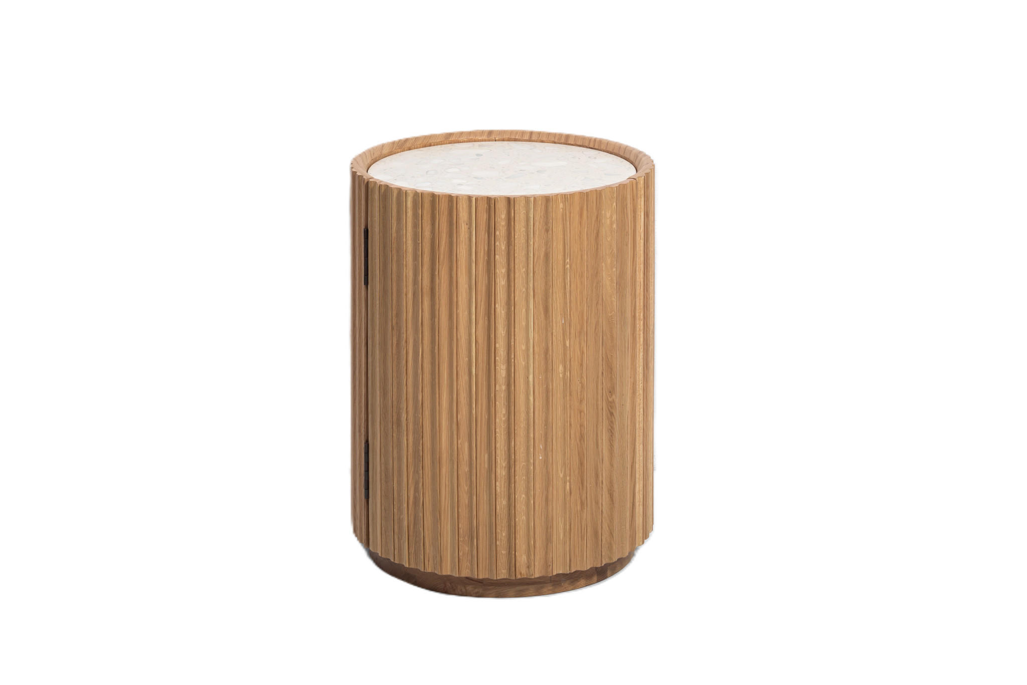 BEISTELLTISCH Franz, Natur Massiveiche + Steinplatte, 42/55 cm - Beige, Holz (42/42/55cm) - WOODEK