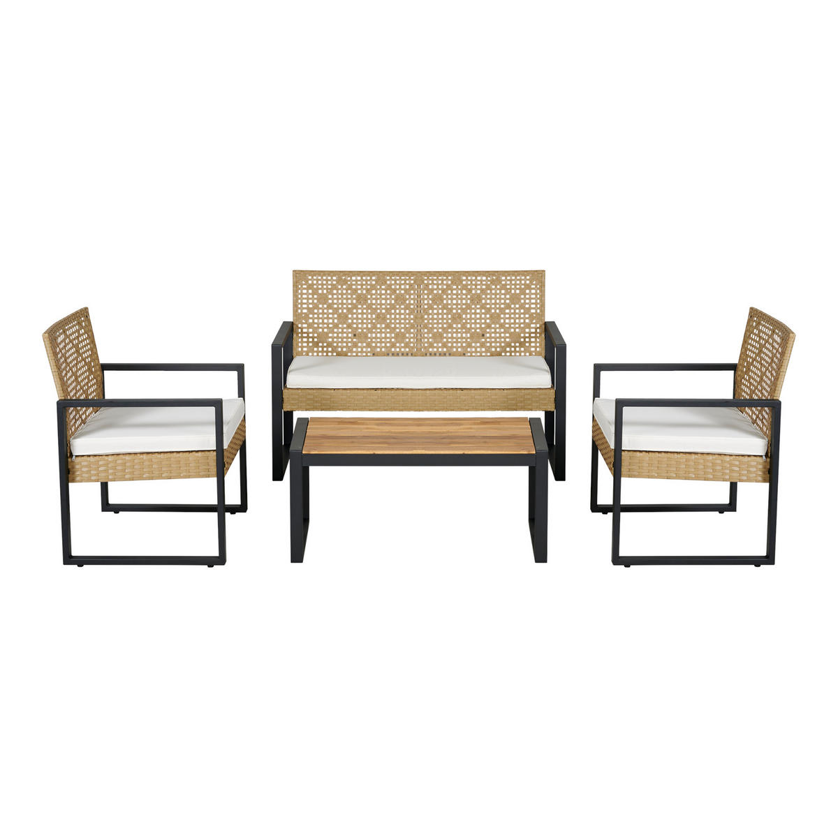LOUNGE-SET 4 TLG. Calciano - Beige/Naturfarben, Kunststoff/Metall - casa.pro