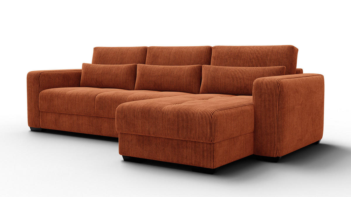 ECKSOFA OLI 4-Sitzer rechts, orange - Orange, Holz/Textil (295/172cm) - Courtois Laville