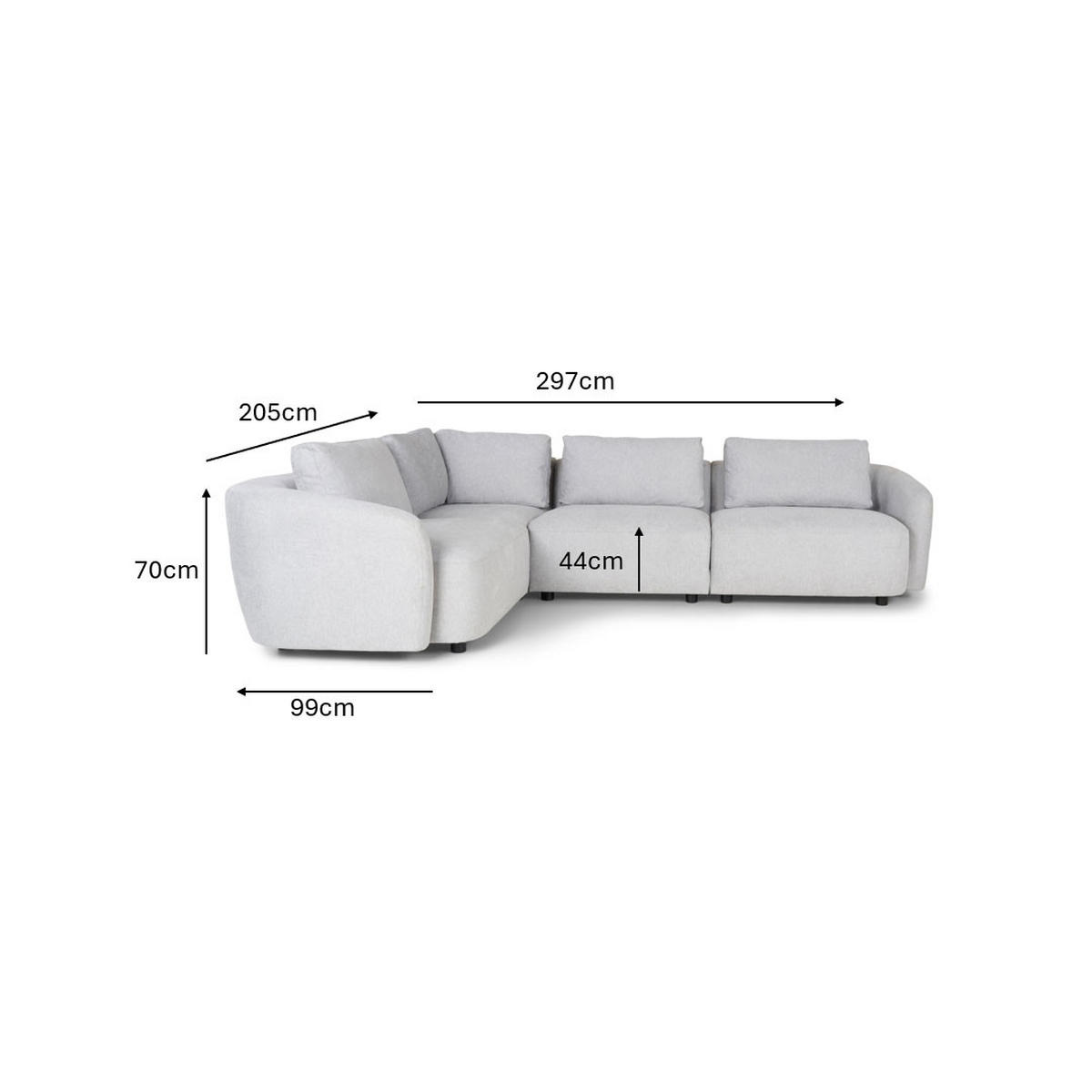 ECKSOFA Bergen Stoff Hellgrau - Hellgrau, Textil (205/297cm) - ebuy24