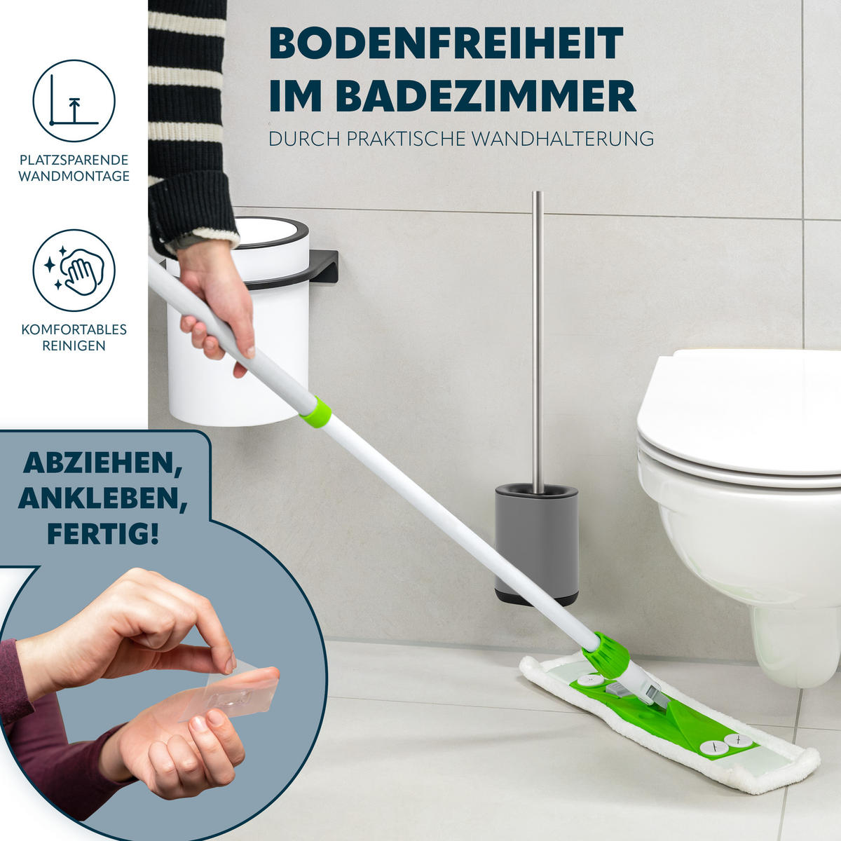 WC-GARNITUR BARBENA, grau, Kunststoff Edelstahl - Grau, Metall (11/53/4cm) - bremermann