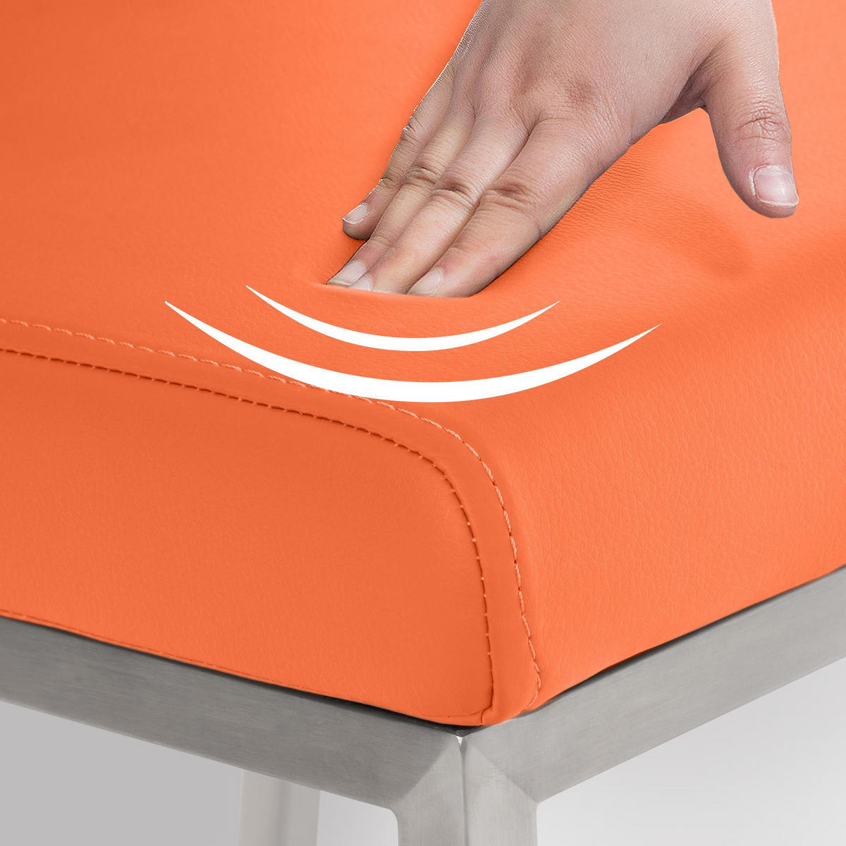 STUHL Lederlook Orange - Edelstahlfarben/Orange, Textil/Metall (40/88/50cm) - CLP