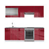 KÜCHENZEILE Fame-Line Bordeaux Hochglanz/Weiß 240 cm, AP Anthrazit - Bordeaux/Weiß, Holzwerkstoff (240/81.6/60cm) - Vicco