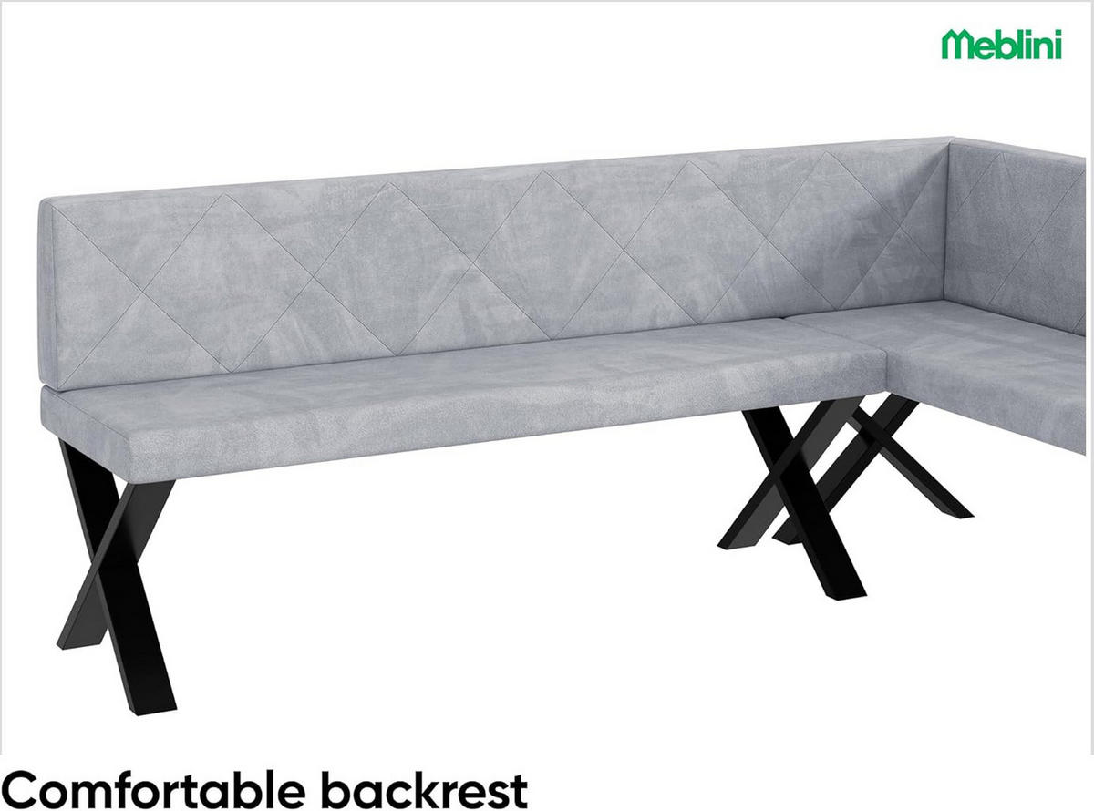 ECKBANK ERIC_X - Hellgrau, Textil (142/196cm) - Meblini
