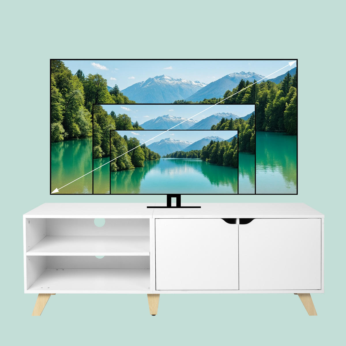 TV-LOWBOARD - Weiß, Holzwerkstoff (140/50/40cm) - Relaxdays