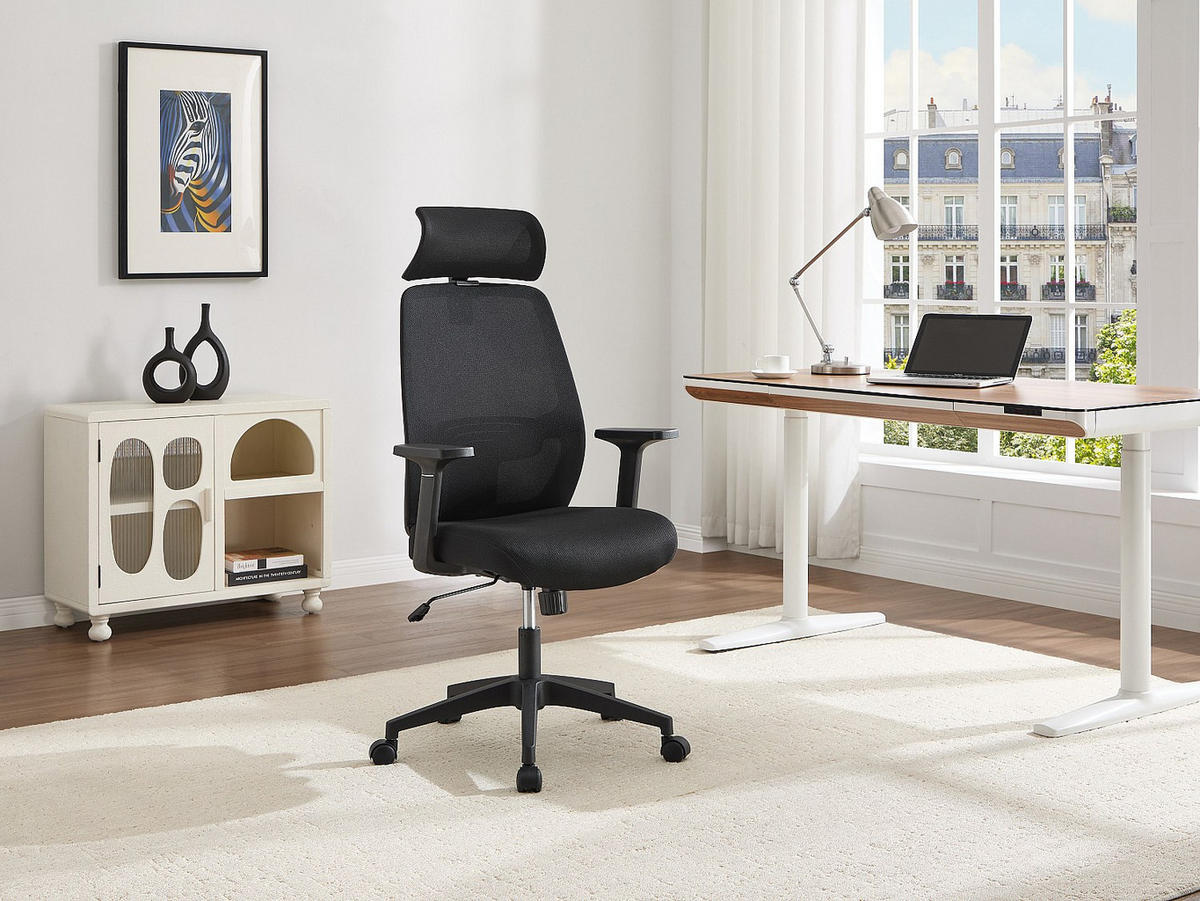 BÜROSESSEL - 64 x 62 - stoff - schwarz Delrino - Schwarz, Textil (64/124/62cm) - Vente-Unique