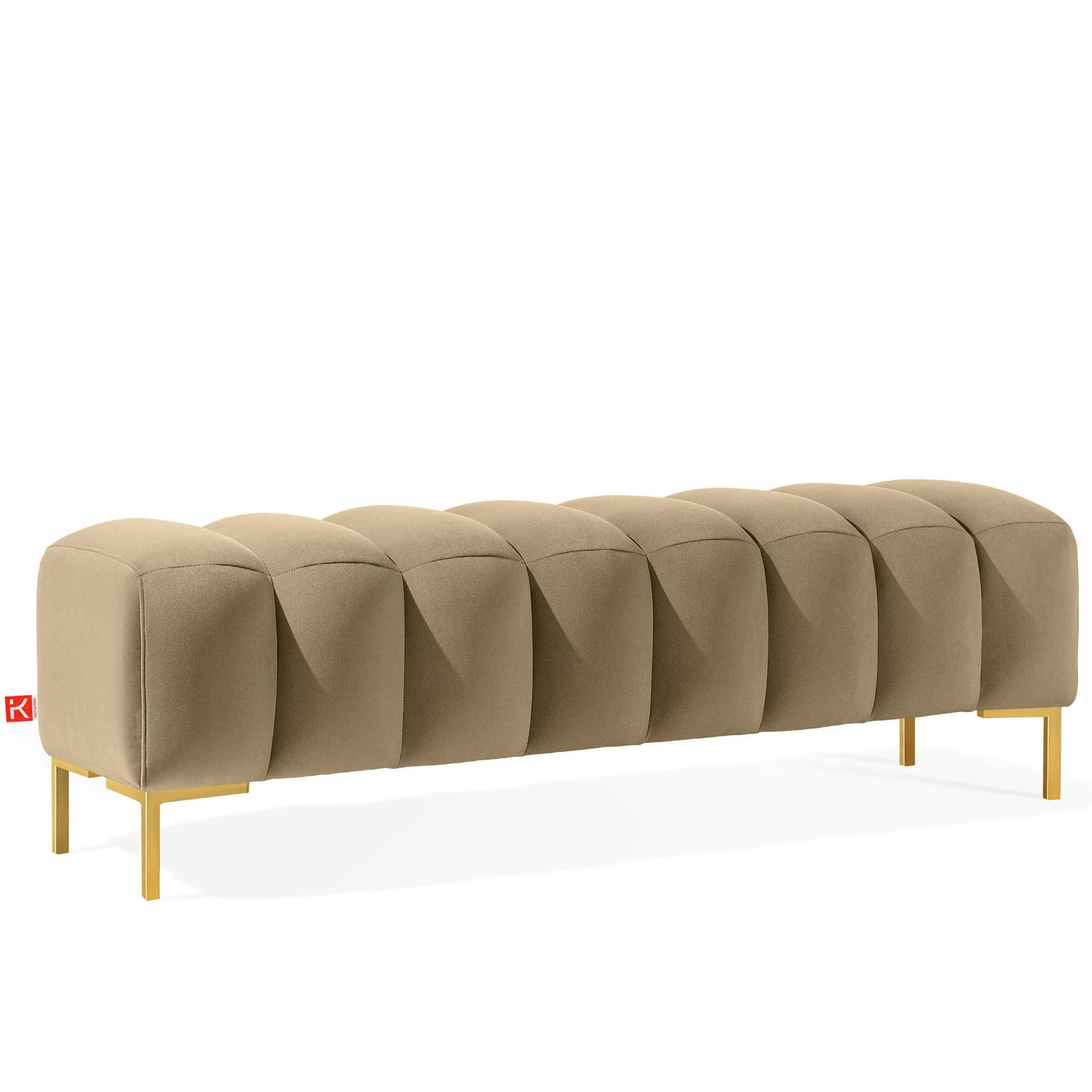 POLSTERBANK Bettbank PECCO, Metallbeinen - Beige/Goldfarben, Holz/Textil (160/50/50cm) - KONSIMO®