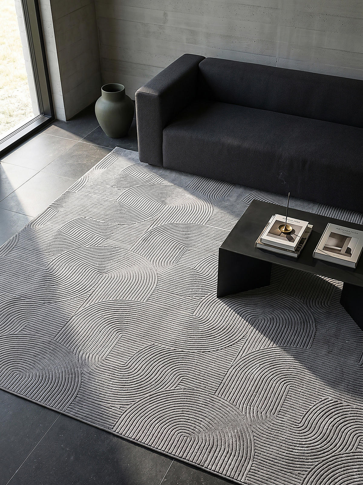 KURZFLORTEPPICH Antirutsch Geometrisch DALAR Polypropylen Grau 300 x 400 cm - Grau, Textil (300/400cm) - KADIMA DESIGN