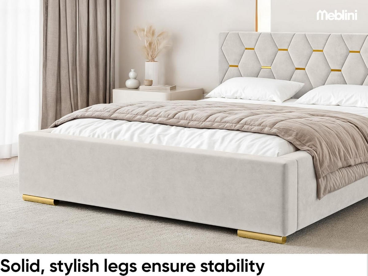 BETT VERSAL - Goldfarben/Creme, Holzwerkstoff (140/200cm) - Meblini