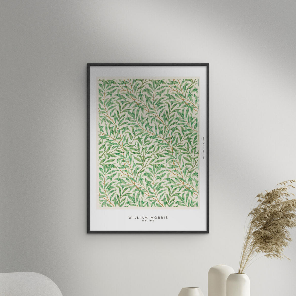POSTER mit Rahmen William Morris - Green Leaves - Schwarz/Grün, Holz/Papier (70/100cm) - Poster&Frame