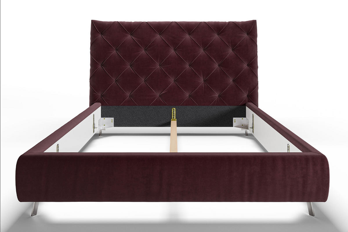 POLSTERBETT ANNY Violett Massivholz - Violett, Textil (180/200cm) - KAWOLA