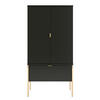 HIGHBOARD Polka, Schwarz, Goldene Details - Goldfarben/Schwarz, Holzwerkstoff/Metall (60/120/37cm) - Skandica