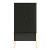 HIGHBOARD Polka, Schwarz, Goldene Details - Goldfarben/Schwarz, Holzwerkstoff/Metall (60/120/37cm) - Skandica