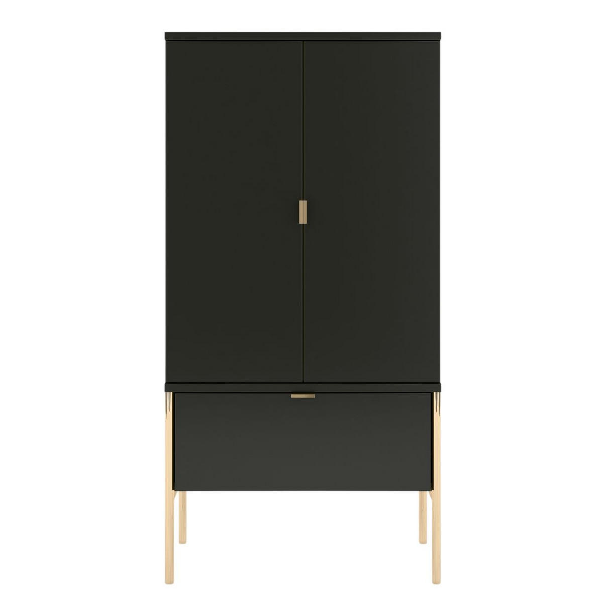 HIGHBOARD Polka, Schwarz, Goldene Details - Goldfarben/Schwarz, Holzwerkstoff/Metall (60/120/37cm) - Skandica