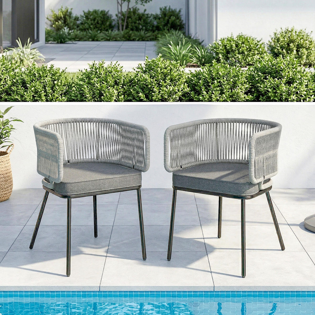 GARTENSESSEL 2er-SET DE-17427 Hellgrau - Grau, Metall (58/72/46cm) - ComfortXL