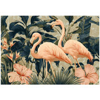 FOTOTAPETE Flamingo Blätter Grün 400x280 cm - Multicolor, Papier (400/280cm) - Wallarena