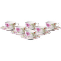 KAFFEETASSEN MIT UNTERTASSEN Mariefleur Basic bunt 250 ml 6er Set - Multicolor, Keramik (1/1/1cm) - Villeroy & Boch