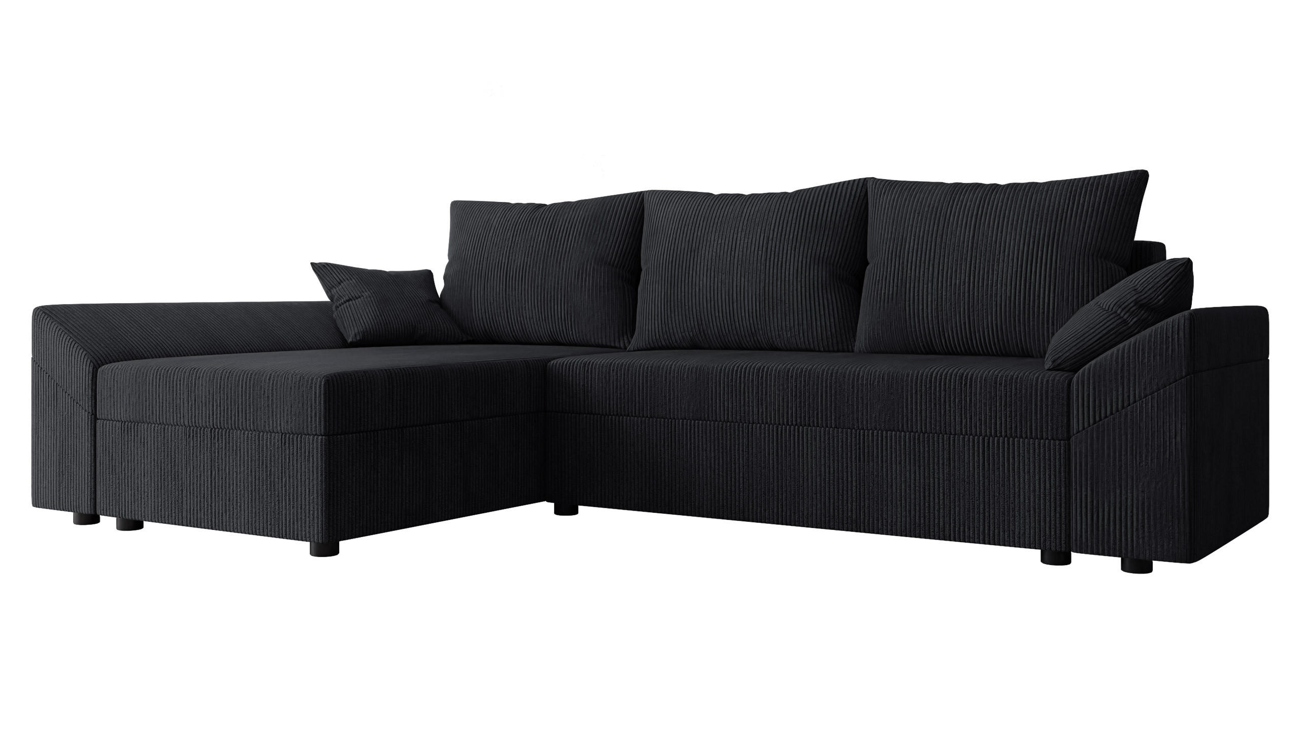 ECKSOFA Dante L Cord - Schwarz, Holz/Kunststoff (240/140cm) - MIRJAN24
