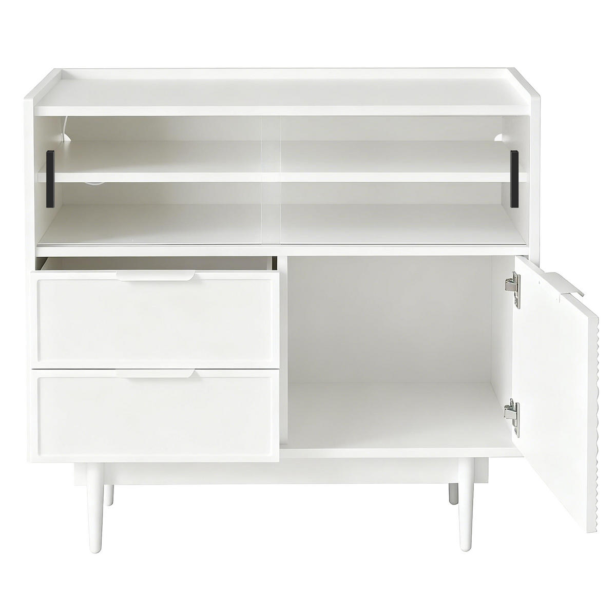 AUFBEWAHRUNGSSCHRANK mit LED-Lichtleiste, MDF Weiß, mit Glasschiebetür, 80/80/35 cm, Weiß - Weiß, Holzwerkstoff (35/80/80cm) - Redom