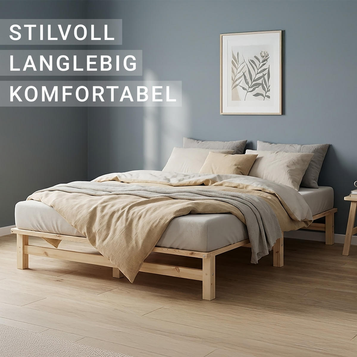 HOLZBETT Palettenbett 140/200 cm natur - Braun, Holz (140/200cm) - Homestyle4u