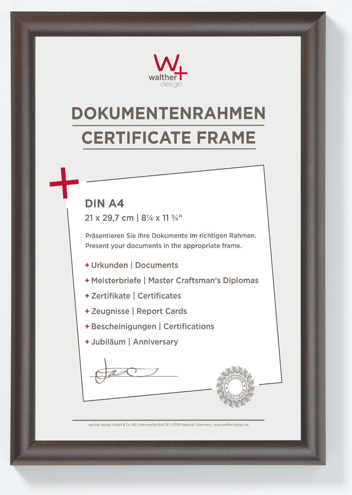 walther design Bilderrahmen Edelstahl 23.8x32.8x1.7 cm