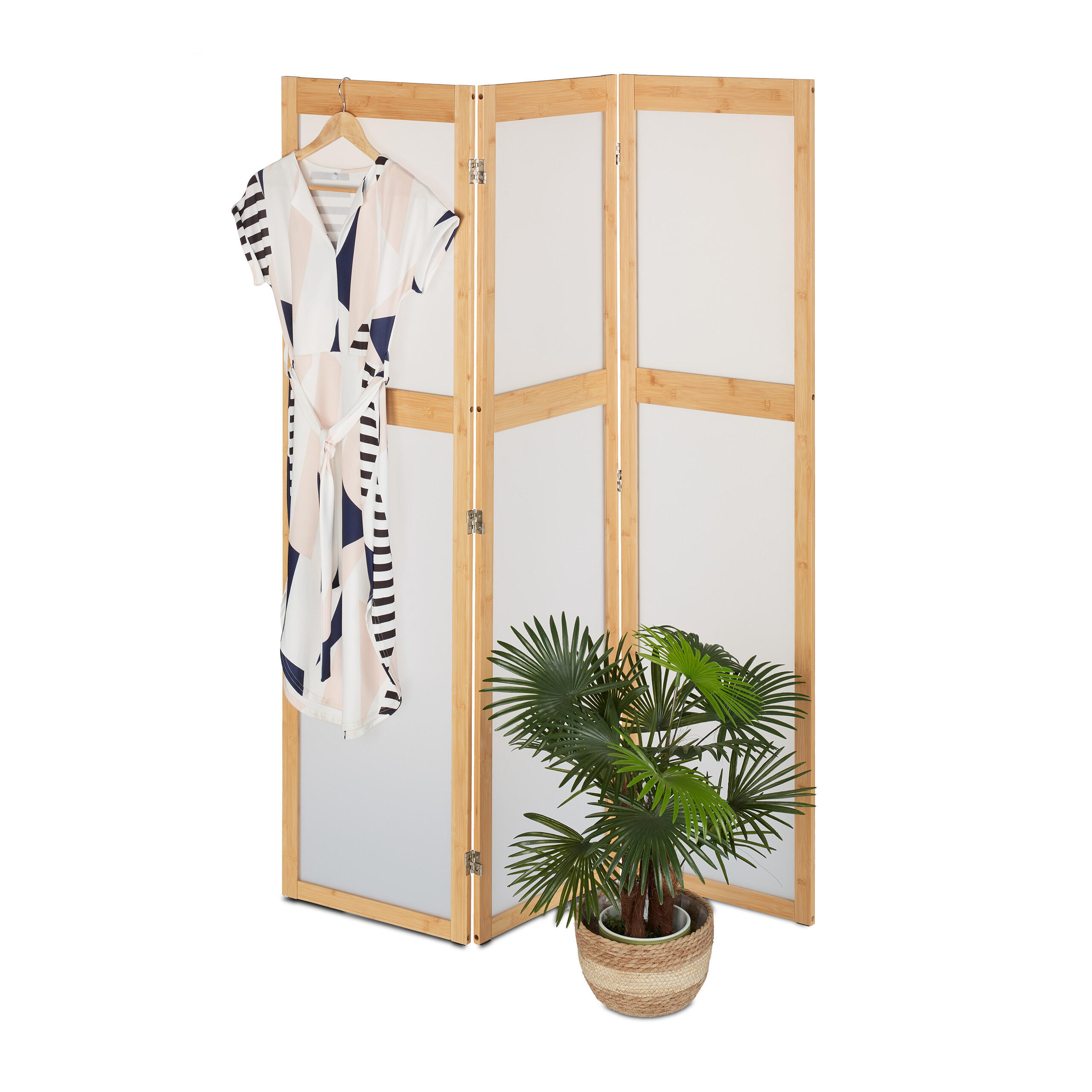 PARAVENT - Hellbraun, Holz/Kunststoff (135.5/168/1.5cm) - Relaxdays