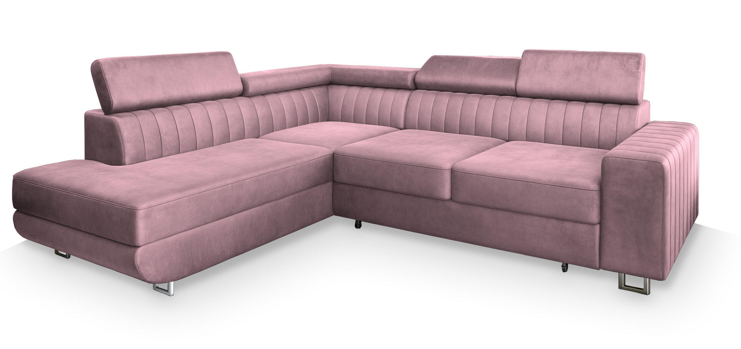 ROHOVÁ SEDAČKA NOLA šeříková - stříbrná/šeříková, kov/dřevo (253/190cm) - MASSENO