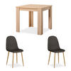 TISCHGRUPPE 80/80 cm in Natur mit 2 Stühle Anthrazit - Anthrazit/Naturfarben, Holz/Textil (80/88/80cm) - Homestyle4u