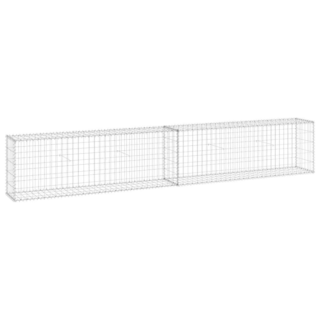 GABIONENWAND Mit Abdeckung Verzinkter Stahl 300/30/50 Cm - Silberfarben, Metall (30/50cm) - vidaXL