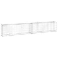 GABIONENWAND Mit Abdeckung Verzinkter Stahl 300/30/50 Cm - Silberfarben, Metall (30/50cm) - vidaXL