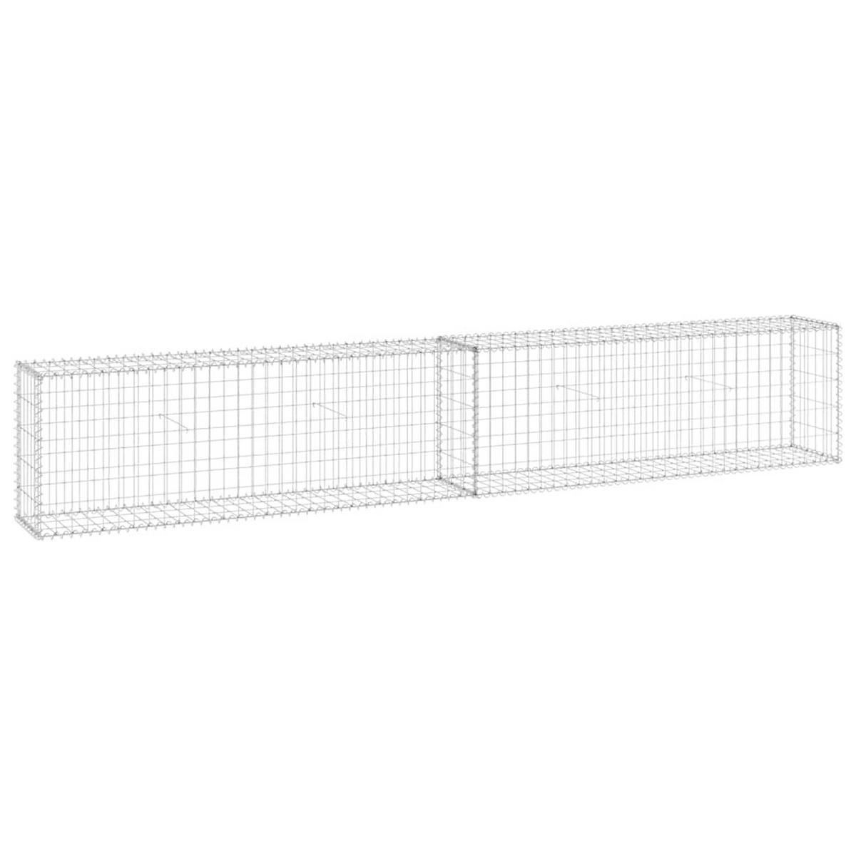 GABIONENWAND Mit Abdeckung Verzinkter Stahl 300/30/50 Cm - Silberfarben, Metall (30/50cm) - vidaXL