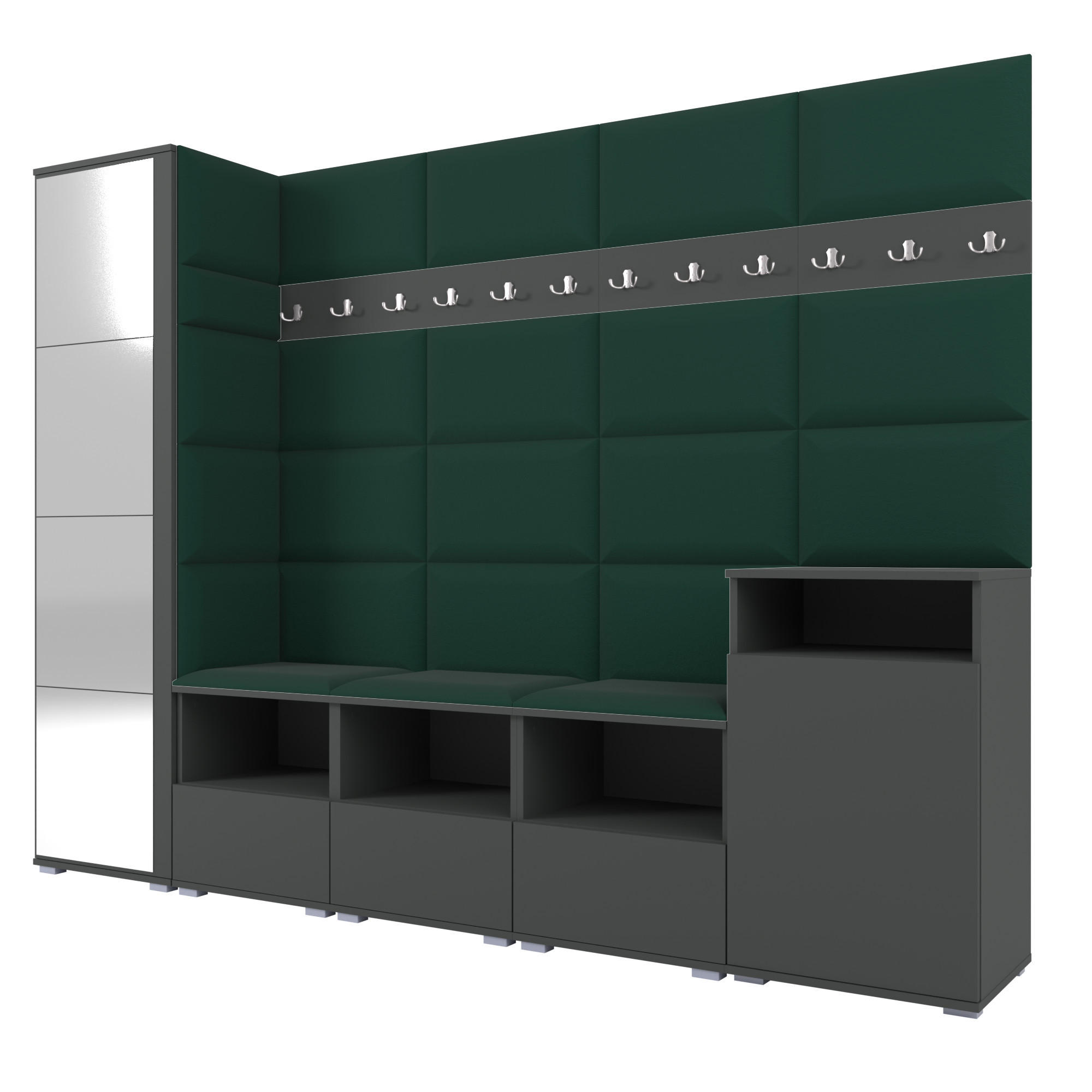 Ravio Garderobe Graphit, Dunkelgrün 250x187x40 cm