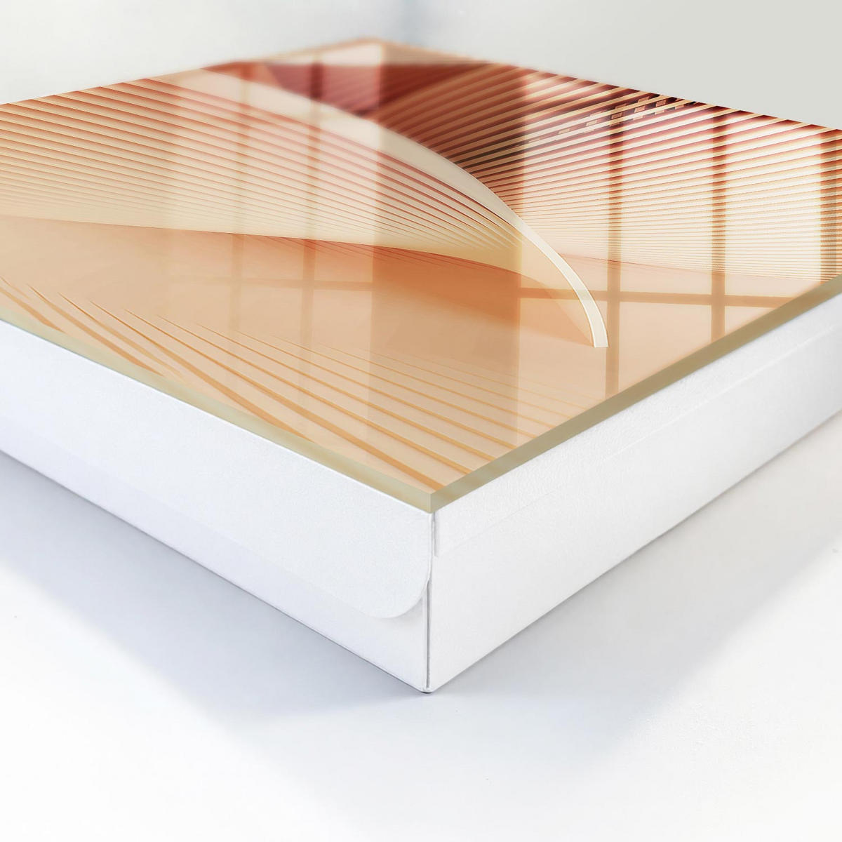 SCHLÜSSELBOX Weiß 30x30 cm – Türöffnung nach rechts - Abstrakte Wellen - Beige, Metall (30/30/5cm) - TULUP