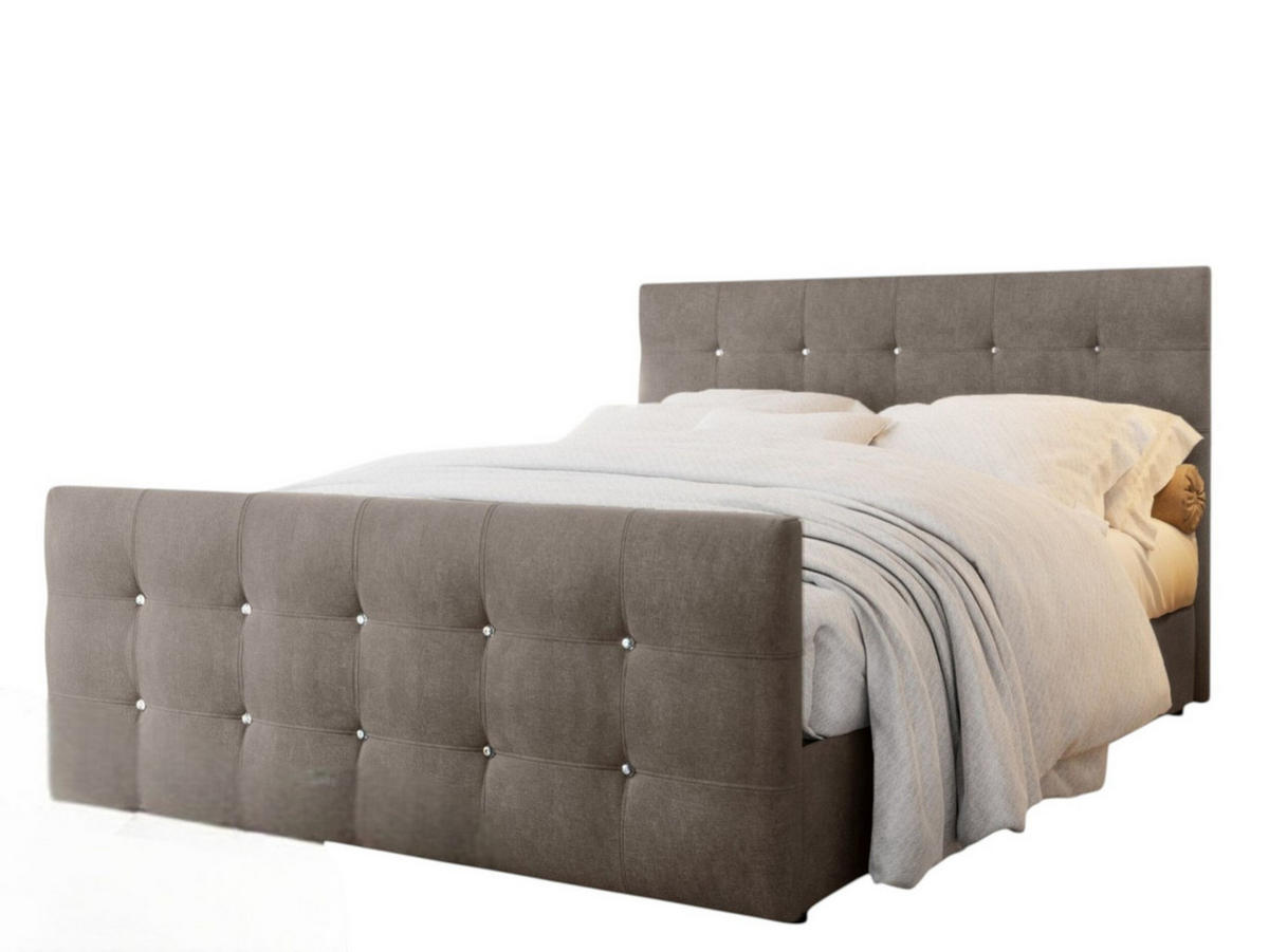 BOXBETT KLEO 140x200, mit Matratze H3, Bonell und Topper, Cosmic 03 - Braun, Holz/Kunststoff (140/200cm) - Bedante