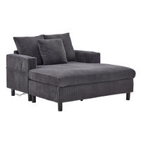 RELAXLIEGE XXL Polsterliege,Relaxsessel,3 Zierkissen,Cord,Grau - Grau, Textil (128/85/142cm) - LVHOM