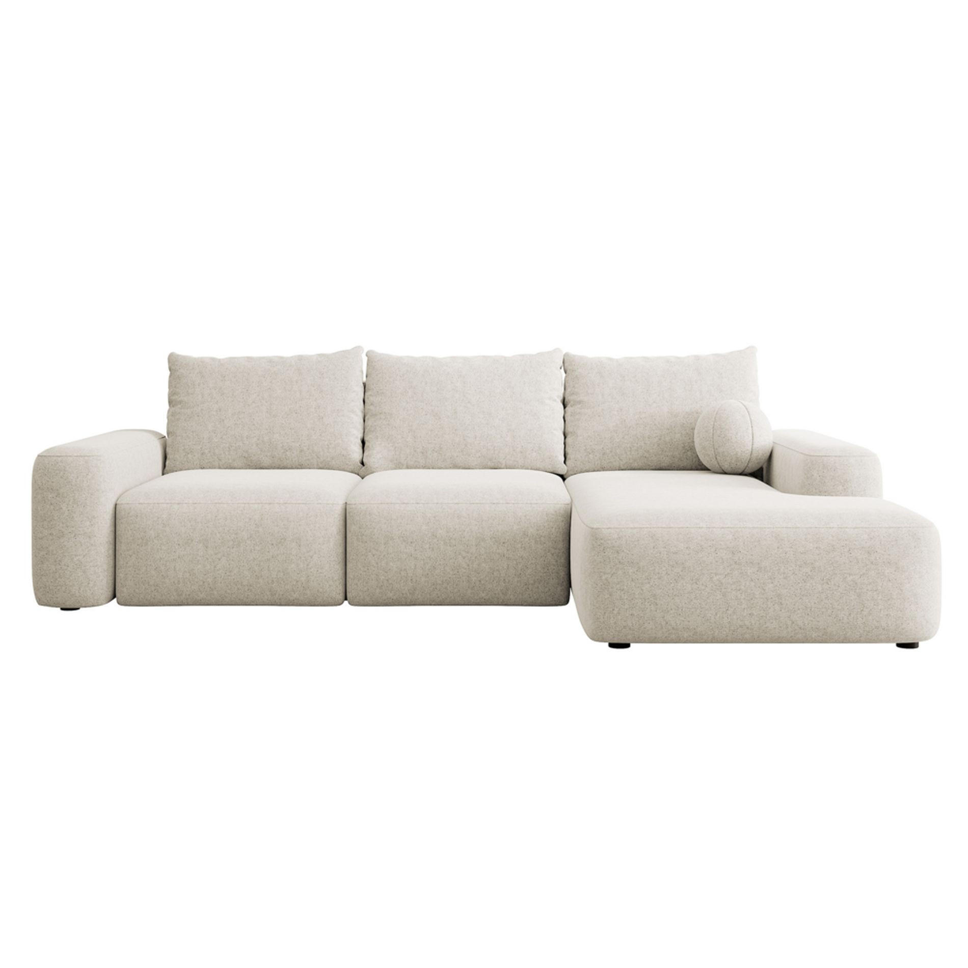 ECKSOFA Carnos mit Ballkissen, Creme Chenille, rechtsseitig - Creme/Schwarz, Kunststoff/Textil (264/162cm) - Selsey