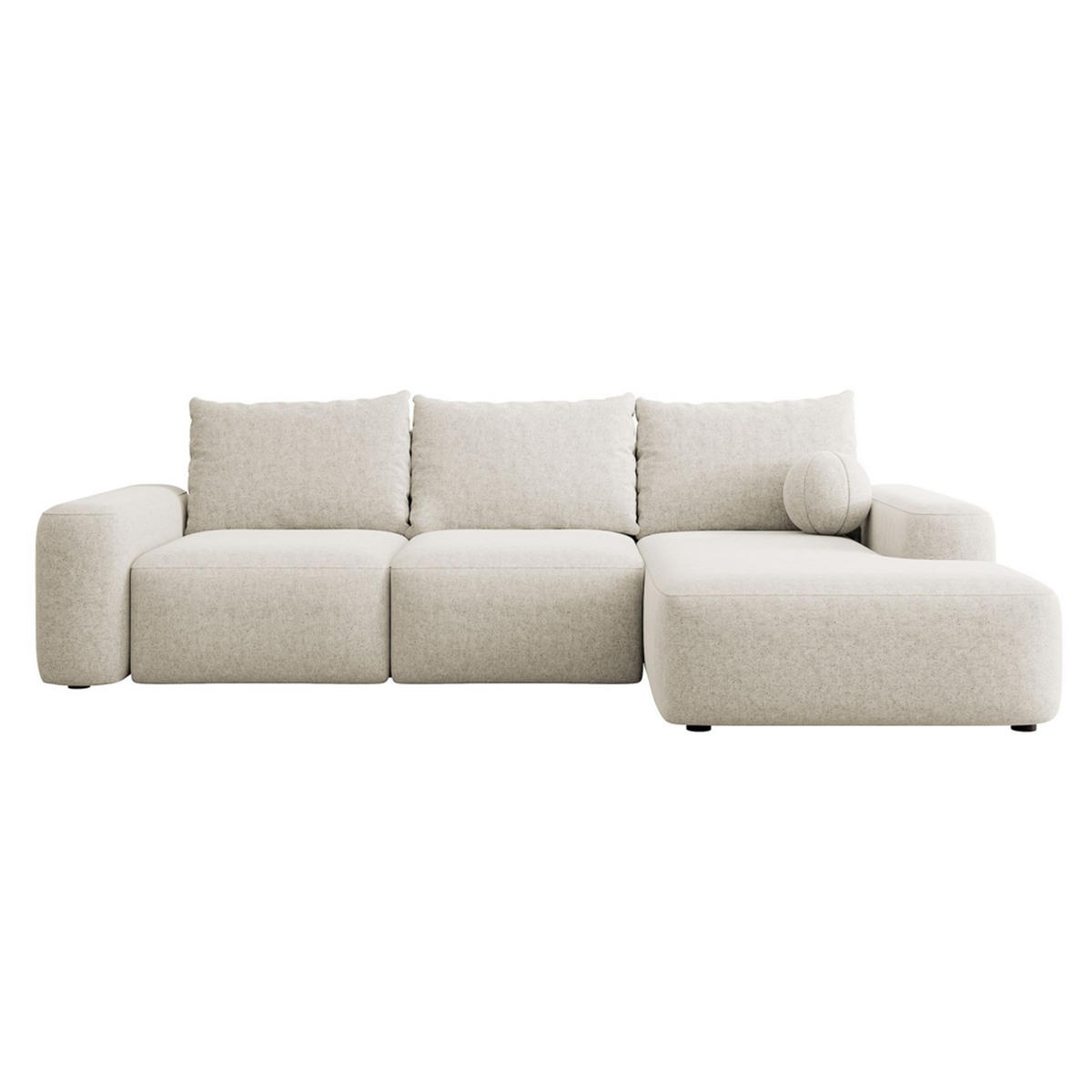 ECKSOFA Carnos mit Ballkissen, Creme Chenille, rechtsseitig - Creme/Schwarz, Kunststoff/Textil (264/162cm) - Selsey