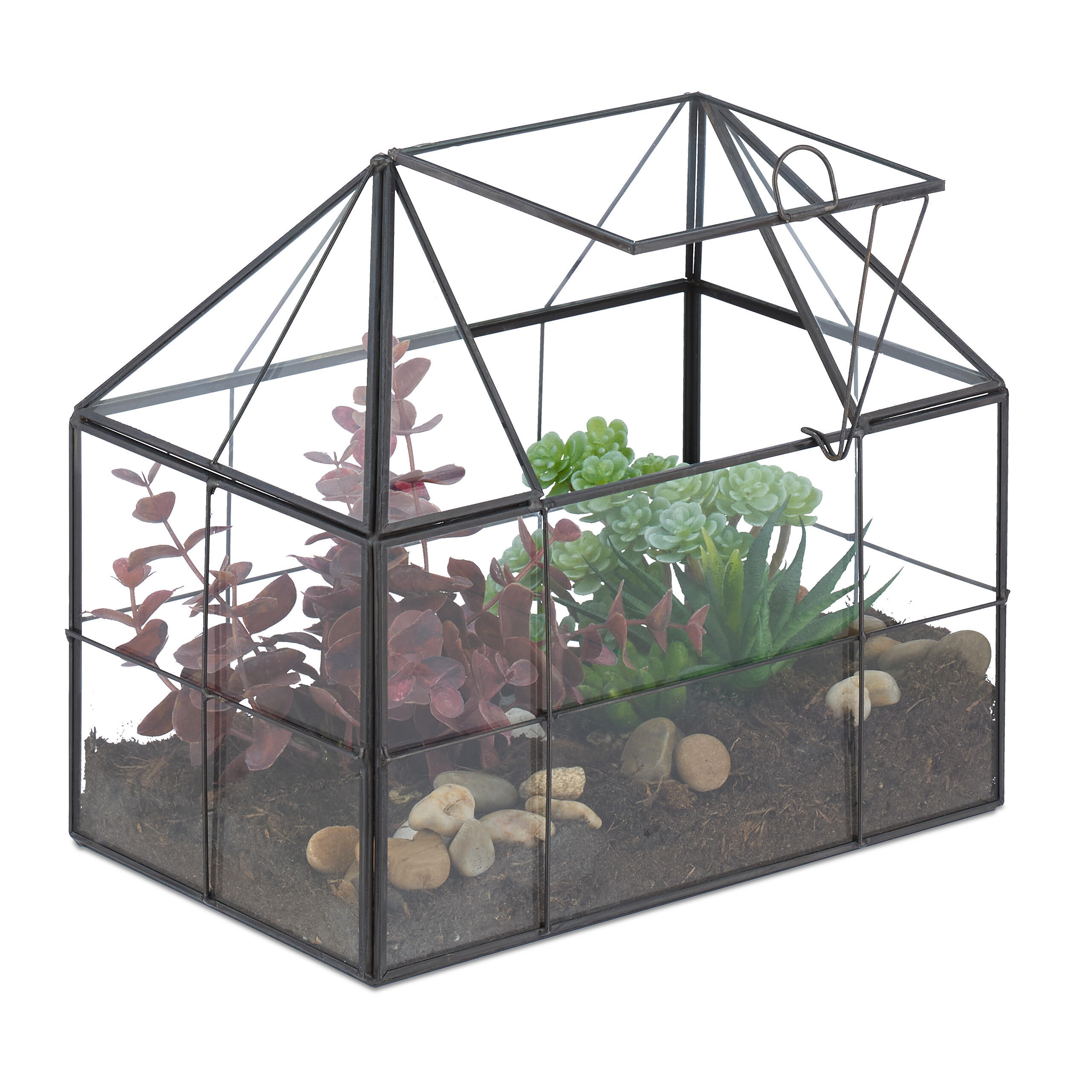 PFLANZENTERRARIUM - Transparent, Glas/Metall (23/21/14cm) - Relaxdays