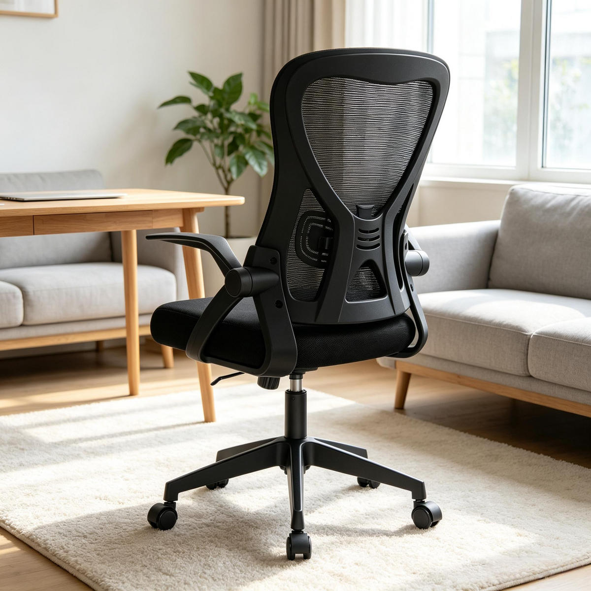 DREHSTUHL ergonomisches Design höhenverstellbar bis 150 kg - Schwarz, Leder (47/102/42cm) - Gisaae