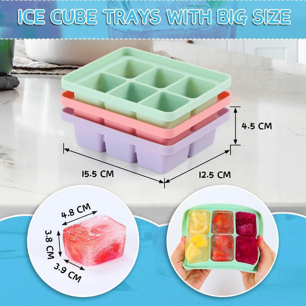 EISWÜRFELFORM 3er Set mit Deckel - Multicolor, Kunststoff (4.5/15.5/12.5cm)