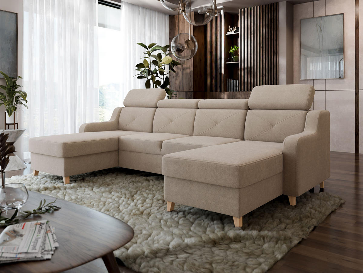 ECKSOFA Marbella U - Naturfarben, Holz/Textil (286/82/165cm) - MIRJAN24