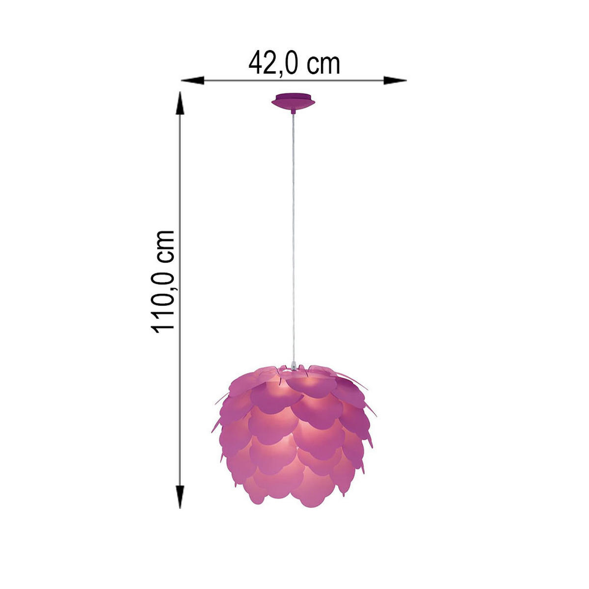 LED HÄNGELEUCHTE FILETTA Rosa Kunststoff - Rosa, Metall (42/42/110cm)