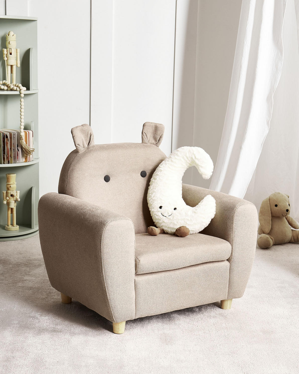 KINDERSESSEL Nilpferd Stoff Taupe Maribo - Taupe, Textil (61/59/44cm) - Beliani