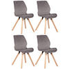 STUHL 4er Set Samt grau - Eukalyptusholzfarben/Grau, Holz/Textil (49/87.5/58cm) - CLP