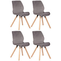 STUHL 4er Set Samt grau - Eukalyptusholzfarben/Grau, Holz/Textil (49/87.5/58cm) - CLP