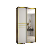 SCHWEBETÜRENSCHRANK 235,2/140/45 2-türig - Goldfarben/Schwarz, Holz/Metall (140/235/45cm) - Abiks Möbel