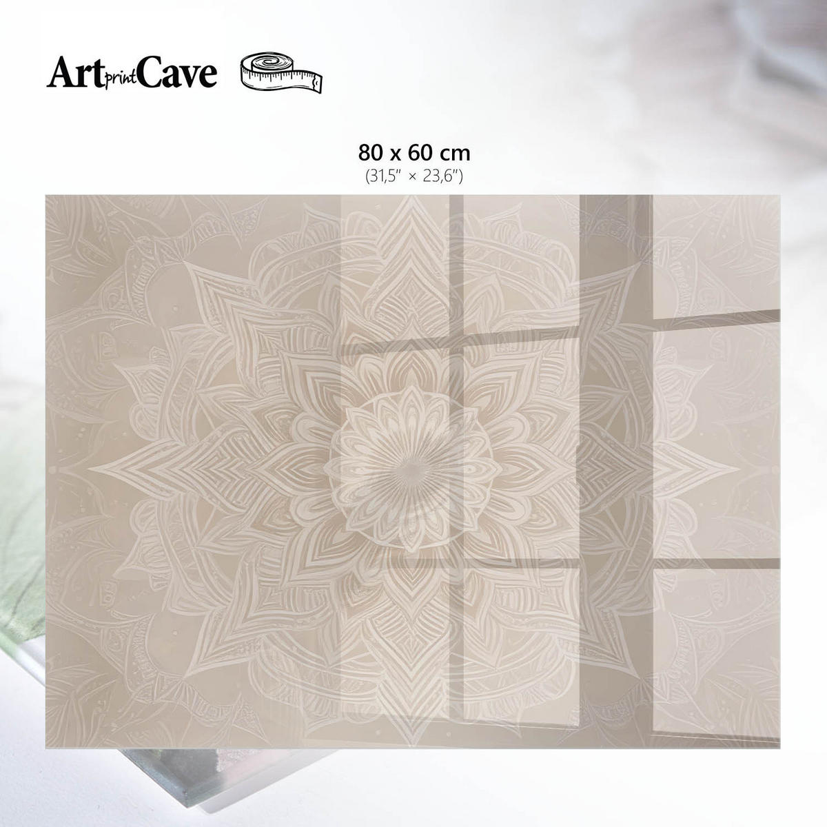 GLASPLATTE 80x60 cm – Mandala-Muster - Creme, Glas (0.4/80/60cm) - ArtPrintCave